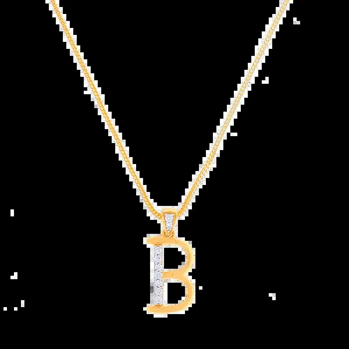 0.09Ct VVS/FG Diamond Initial “B” Pendant in 18K Gold
