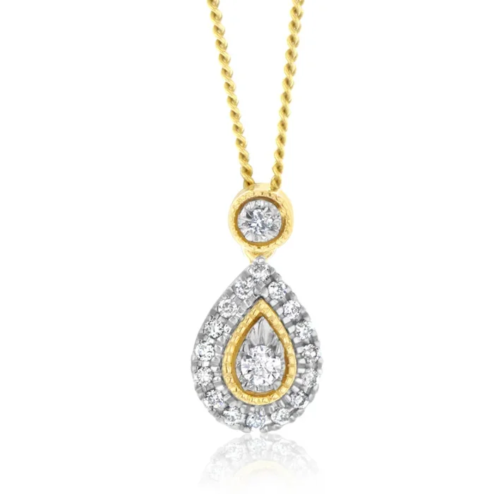 0.15 Carat Diamond Pendant in 9ct Yellow Gold