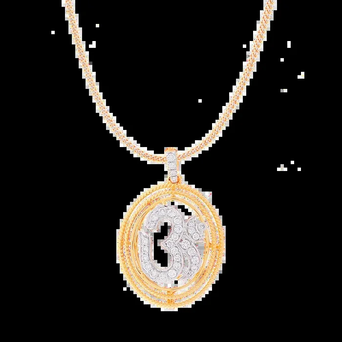 0.22Ct VVS/FG Diamond Om Pendant in 18K Gold