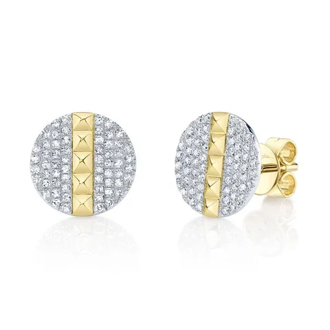 0.25CT DIAMOND PAVE CIRCLE PYRAMID STUD EARRING