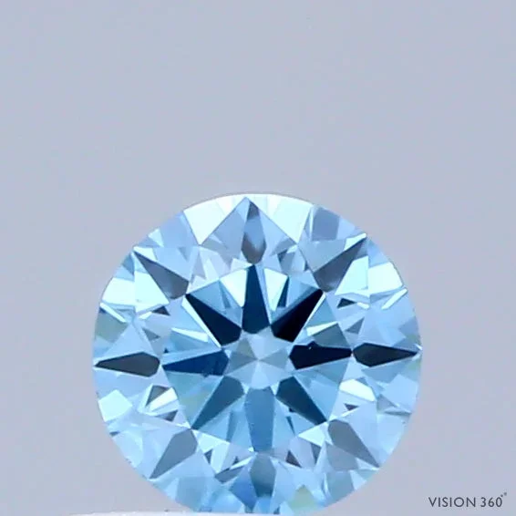 0.30 Carat Round Shaped, Excellent Cut, FANCY VIVID BLUE Color, VVS2 Clarity, IGI Certified Lab Grown Diamond