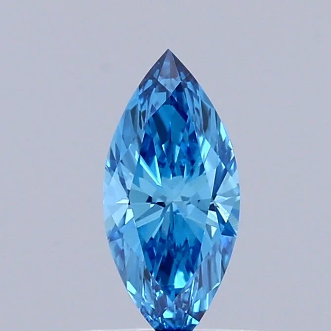 0.32 Carat Marquise Shaped, Ideal Cut, FANCY VIVID BLUE Color, VVS2 Clarity, IGI Certified Lab Grown Diamond