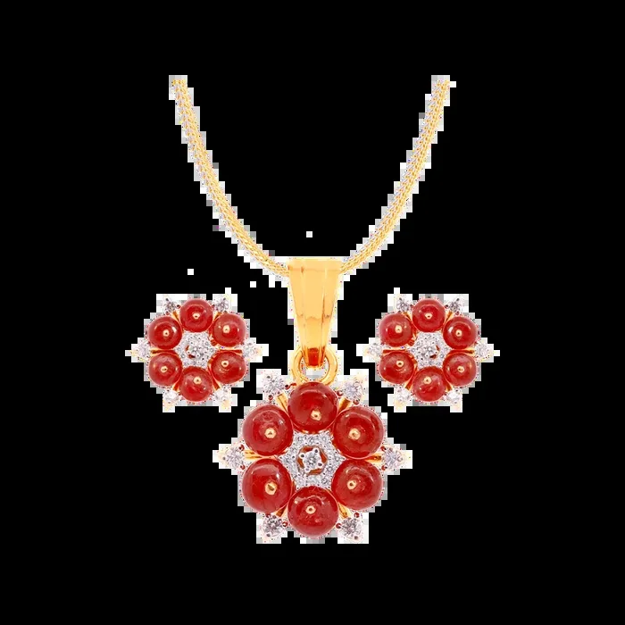 0.39Ct VVS/EF Diamond Pendant Set With Gemstones in 18K Gold
