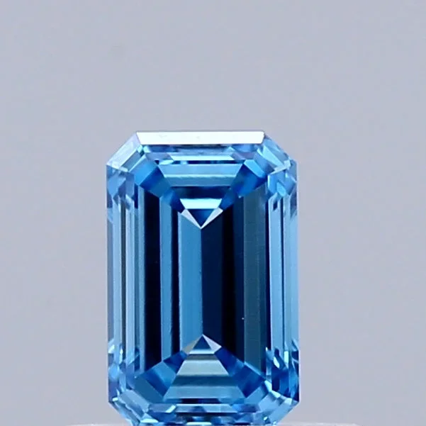 0.43 Carat Emerald Shaped, Excellent Cut, FANCY VIVID BLUE Color, VVS2 Clarity, IGI Certified Lab Grown Diamond