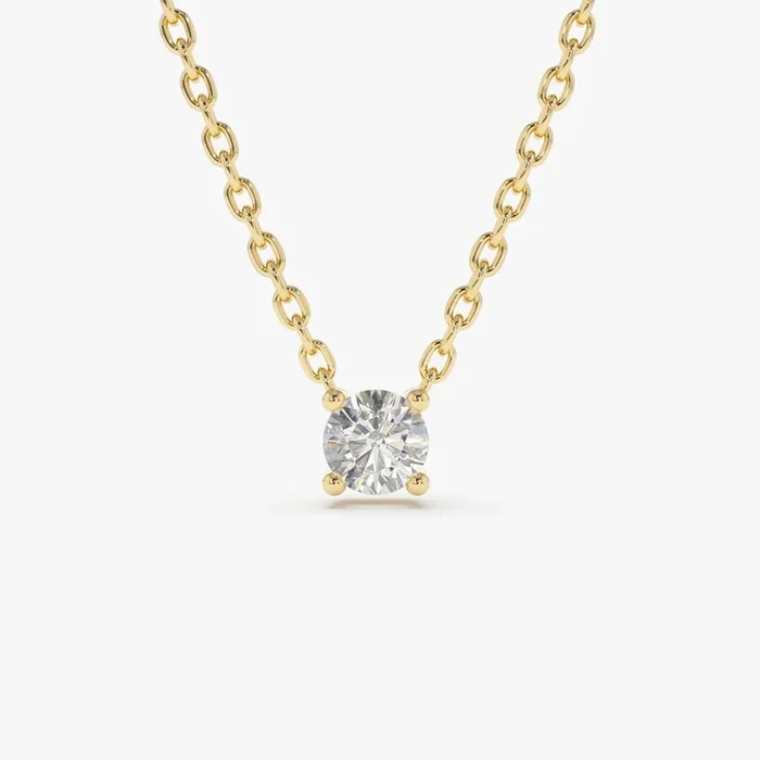 0.50 – 1.00 ctw 14k Four Prong Round Diamond Lab Grown Solitaire Necklace – Noah