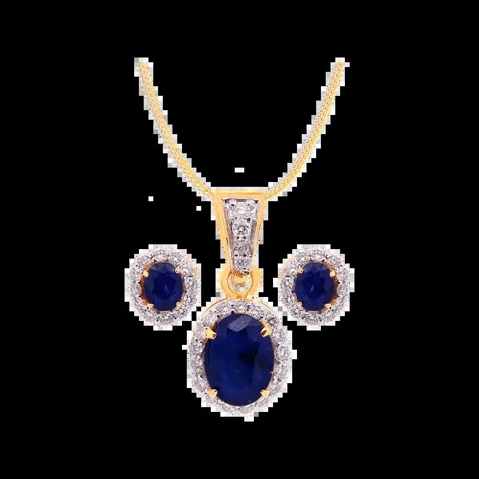 0.53Ct VS/GH Diamond Pendant Set With Sapphire in 18K Gold