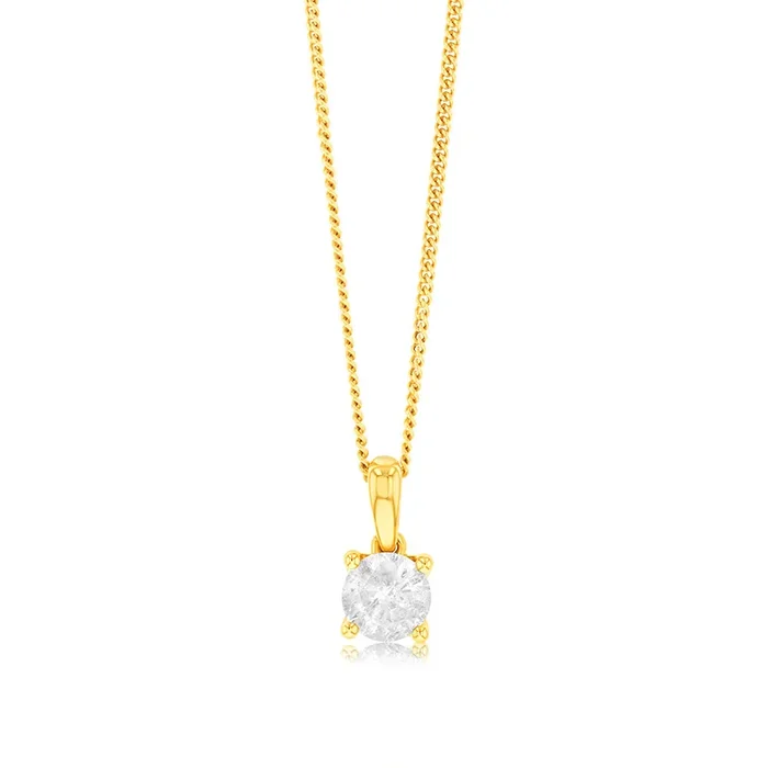 0.70 Carat Diamond Solitaire Pendant in 9ct Yellow Gold