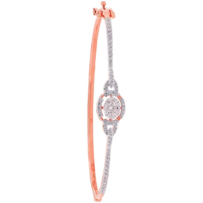 0.74Ct VVS/FG Diamond Bangle Bracelet in 18K Rose Gold