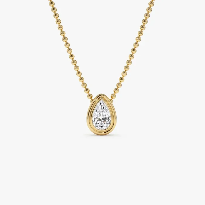 0.75 Ctw 14k Gold Pear Shape Lab Grown Diamond Beaded Necklace – Lara