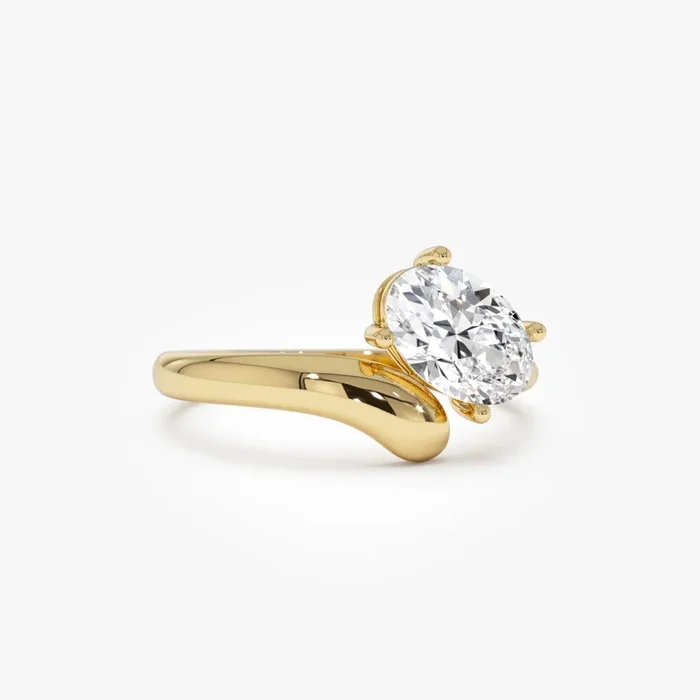 1.00 Ctw 14k Oval Shaped Lab Grown Diamond Ring with Contemporary Twist Band – Gilda