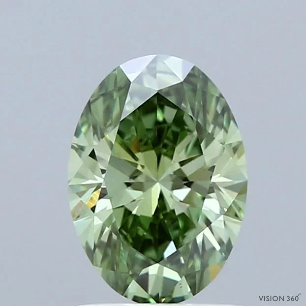1.02 Carat Oval Shaped, Ideal Cut, FANCY VIVID GREEN Color, VS1 Clarity, IGI Certified Lab Grown Diamond