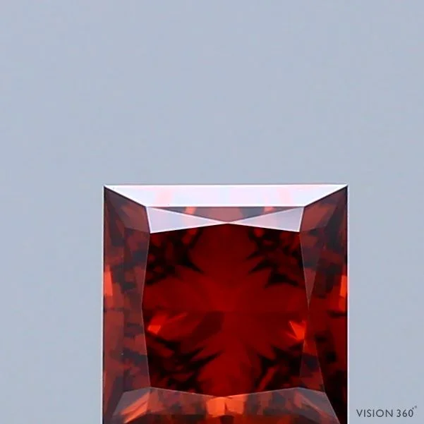 1.02 Carat Princess Shaped, Ideal Cut, FANCY DEEP ORANGE Color, VVS2 Clarity, IGI Certified Lab Grown Diamond
