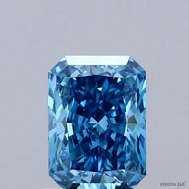 1.02 Carat Radiant Shaped, Ideal Cut, FANCY VIVID BLUE Color, VS1 Clarity, IGI Certified Lab Grown Diamond