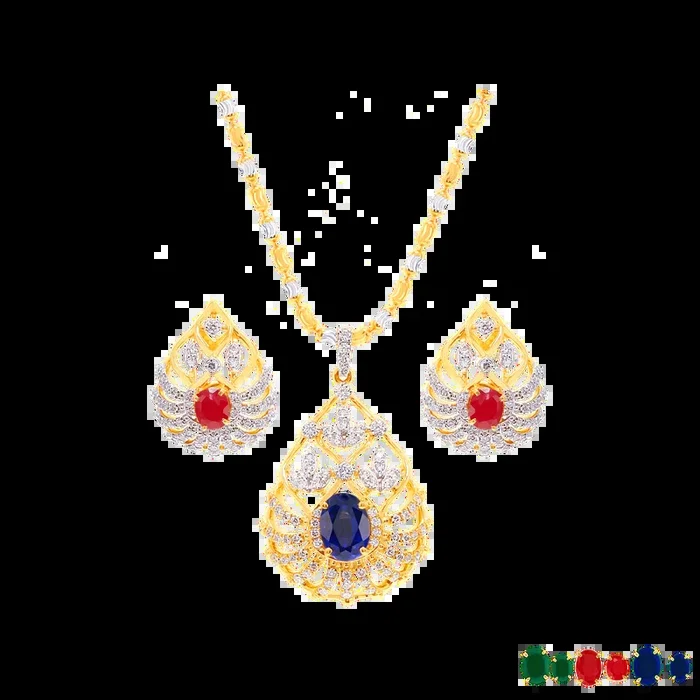 1.05Ct VVS/FG Diamond Pendant Set With Changeable Gemstones in 18K Gold