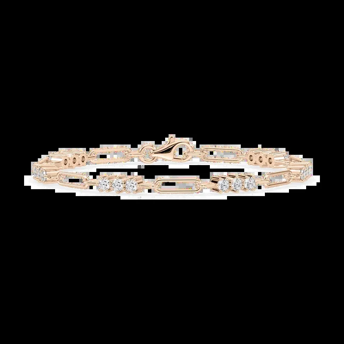 1 ¹⁄₄ ctw Round Lab Grown Diamond Trio Paper Clip Bracelet – 7 Inches