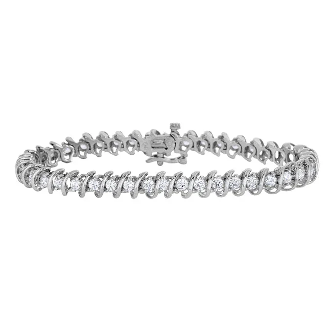 1-1/7 CTW Natural Diamond 8-inch Tennis Bracelet in 10KT White Gold