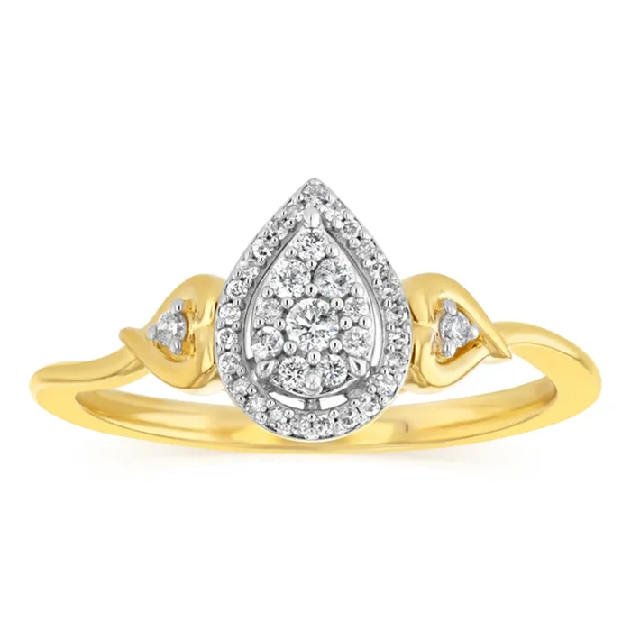 1/10 Carat Diamond Promise Ring in Gold Plated Sterling Silver
