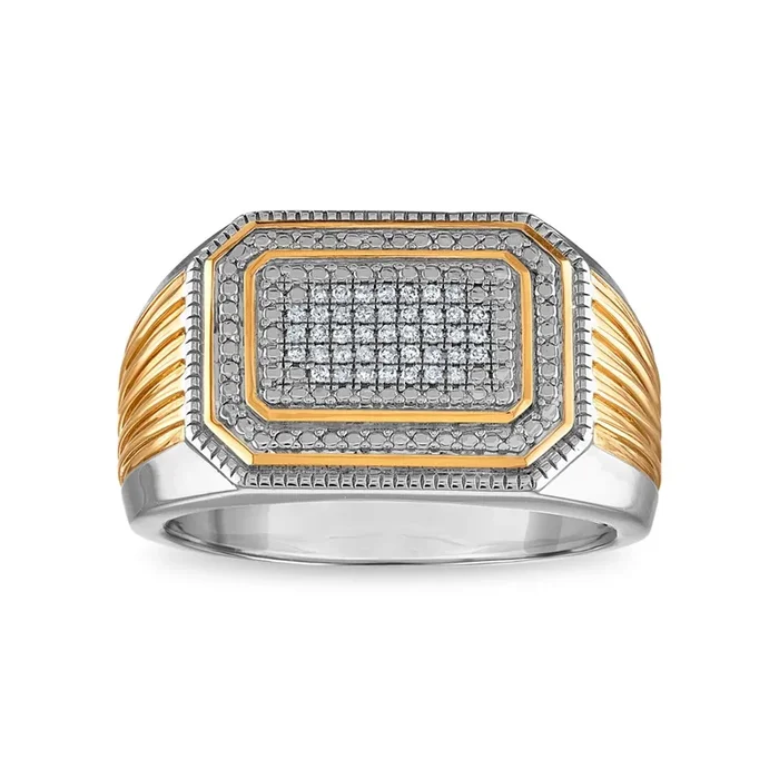 1/10 CTW Natural Diamond Cluster Ring in Two-Tone Sterling Silver