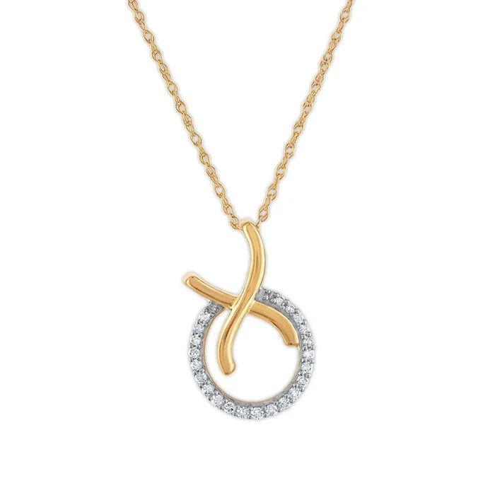 1/10 CTW Natural Diamond XOXO Hugs & Kisses 18-inch Pendant in 10KT Yellow Gold