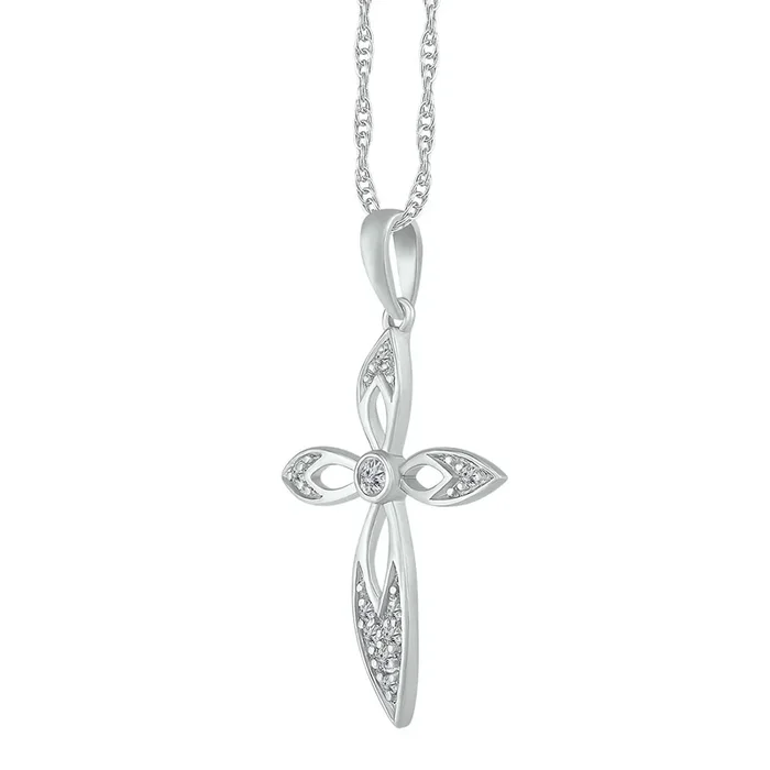 1/15 CTW Diamond Cross 18-inch Pendant in 10KT White Gold