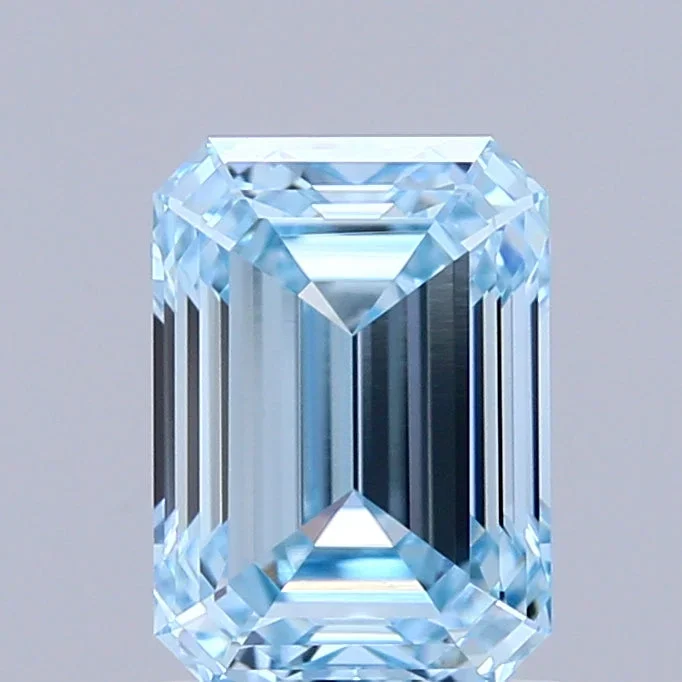 1.17 Carat Emerald Shaped, Ideal Cut, FANCY INTENSE BLUE Color, VVS2 Clarity, IGI Certified Lab Grown Diamond