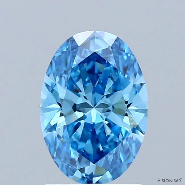 1.17 Carat Oval Shaped, Ideal Cut, FANCY VIVID BLUE Color, VVS2 Clarity, IGI Certified Lab Grown Diamond