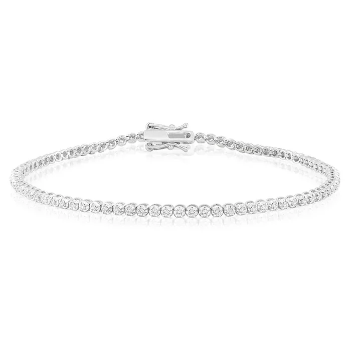 1/2 Carat Diamond Tennis Bracelet cm in 9ct White Gold
