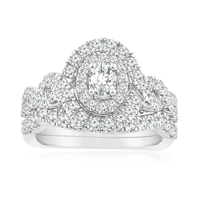 1.20 Carat Diamond Oval Cluster Ring in 14ct White Gold