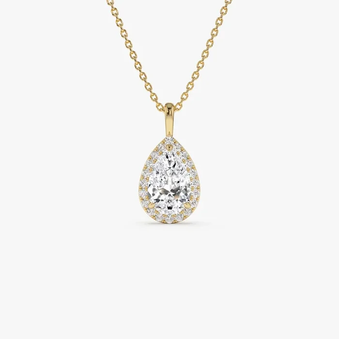 1.25ctw 14k Pear Shaped Halo Setting Lab Grown Diamond Necklace – Liana