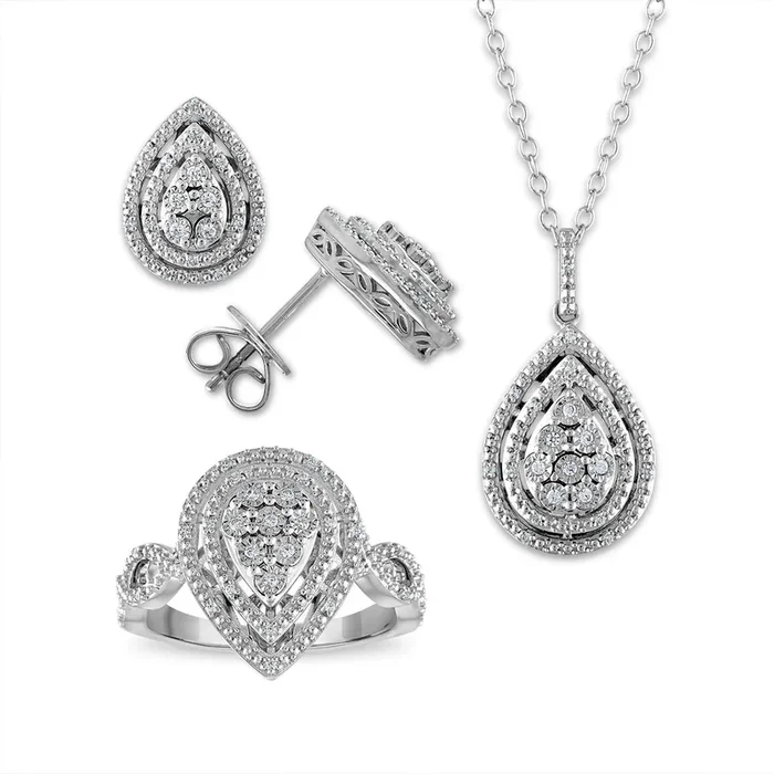 1/3 CTW Natural Diamond Box Set in Sterling Silver