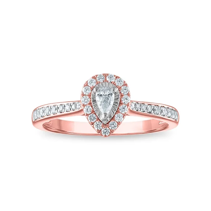 1/3 CTW Natural Diamond Halo Ring in 10KT Rose Gold