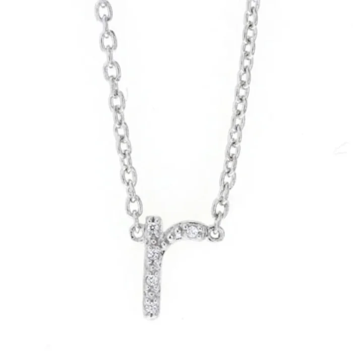 1/30 CTW Natural Diamond Initial 18-inch Pendant in Sterling Silver; Initial R