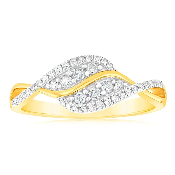 1/4 Carat Diamond Swirl Ring in 9ct Yellow Gold