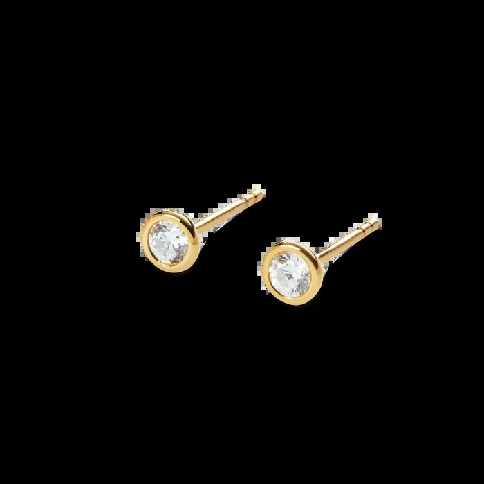 1/4 Carat Round Diamond Bezel Studs – Yellow Gold