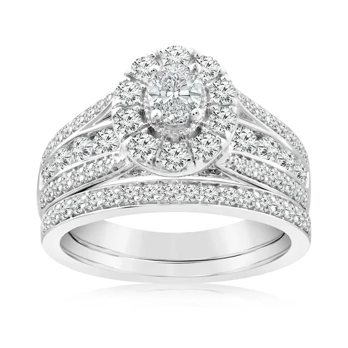1.40 Carat Diamond Bridal Set in 10ct White Gold