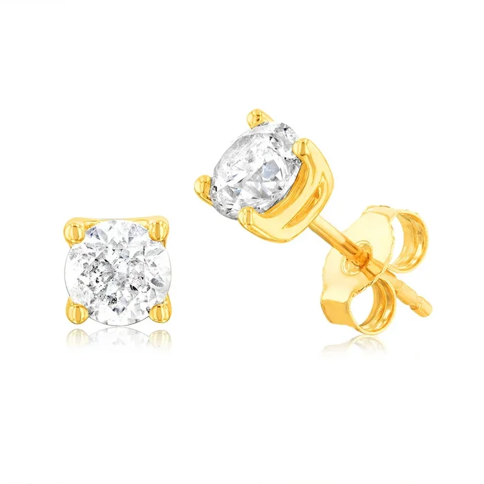 1.40 Carat Diamond Solitaire Stud Earring in 9ct Yellow Gold