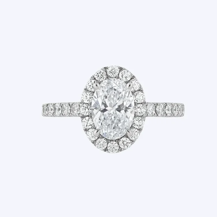 1.41ctw Oval-Cut Diamond Halo Engagment Ring