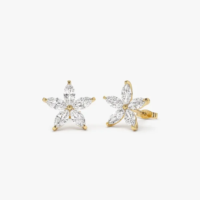 1.45 ctw 14k Marquise Shaped Lab Grown Diamond Floral Studs – Maya