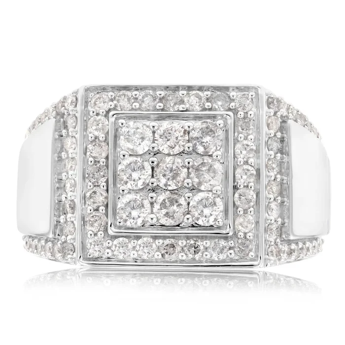1.5 Carat Diamond Gents Ring in 10ct White Gold