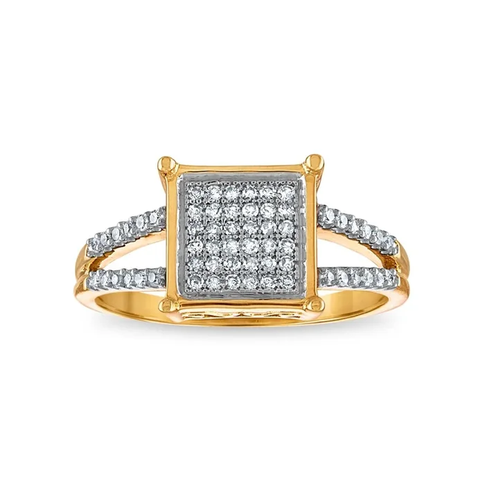 1/5 CTW Natural Diamond Cluster Ring in 10KT Yellow Gold