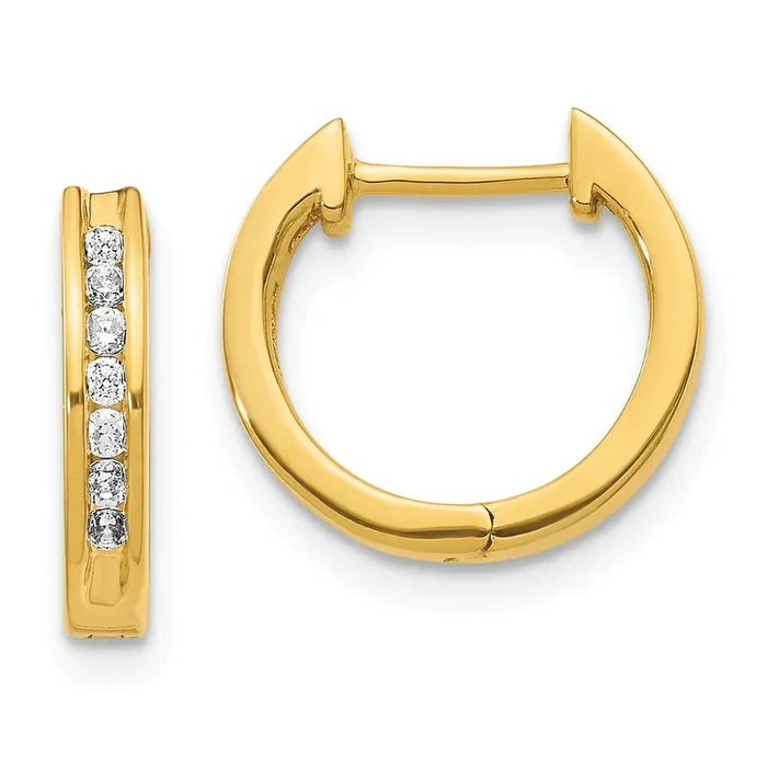 1/5 CTW Natural Diamond Hoop Earrings in 14KT Yellow Gold