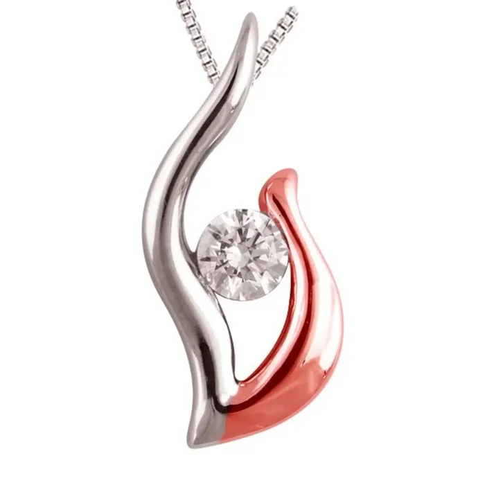 1/5 CTW Natural Diamond Solitaire Passion 18-inch Pendant in 10KT White and Rose Gold