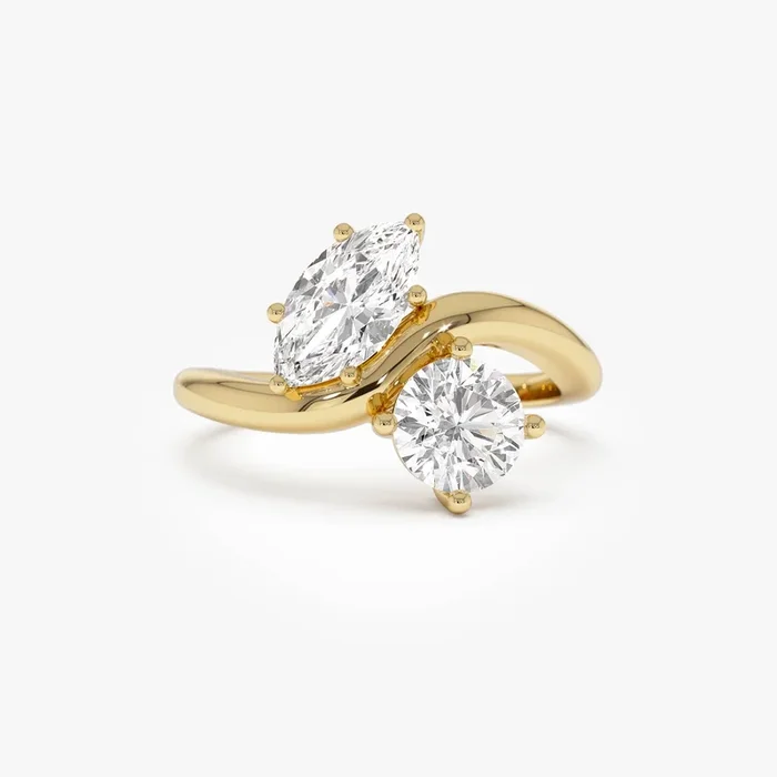 1.50 Ctw 14k Prong Setting Marquise & Round Lab Grown Diamond Toi Moi Ring – Marla