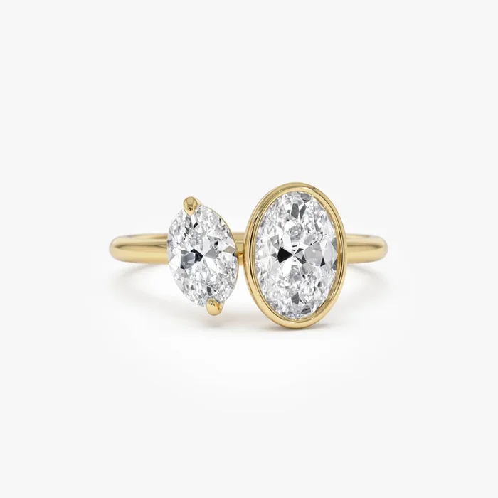 1.50ct 14k Oval Shaped Lab Grown Diamond Toi et Moi Ring – Amia