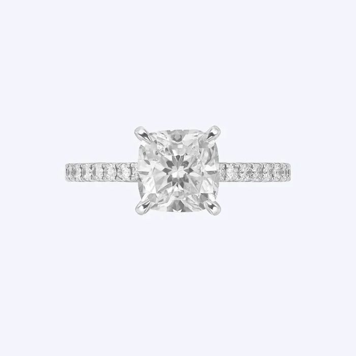 1.51ctw Platinum Cushion-Cut Diamond Solitaire with Pave Band