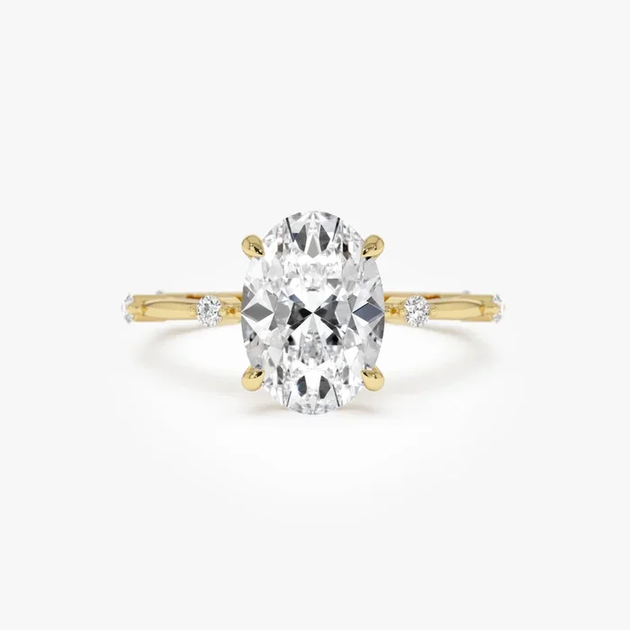 1.55 Ctw 14k Lab Grown Oval Diamond Engagement Ring Accent Band – Solenne