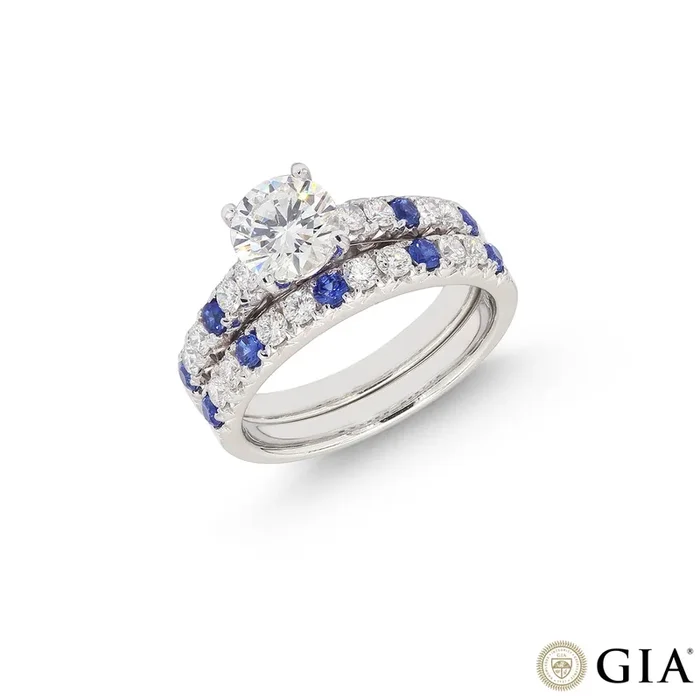 1.56CTW VS2/I GIA Certified Diamond Ring Set in 18K White Gold