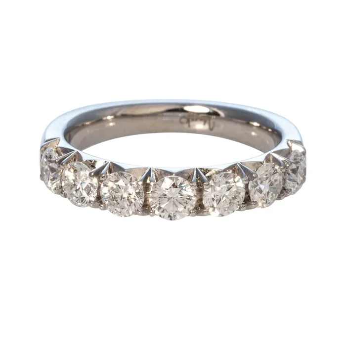1.5ctw Diamond 7-Stone 14K White Gold Halfway Band
