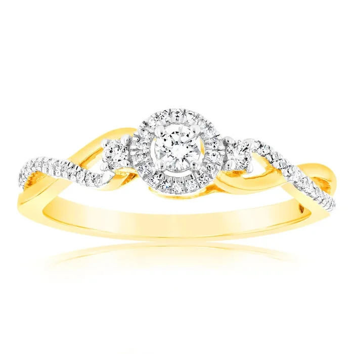1/6 Carat Diamond Ring in 10ct Yellow Gold
