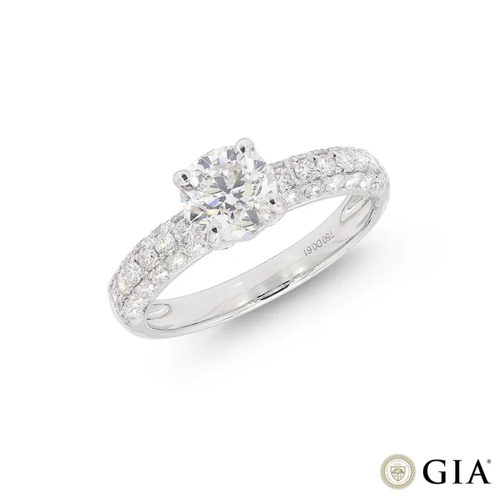1.61CTW SI2/G GIA Certified Diamond Ring in 18K White Gold